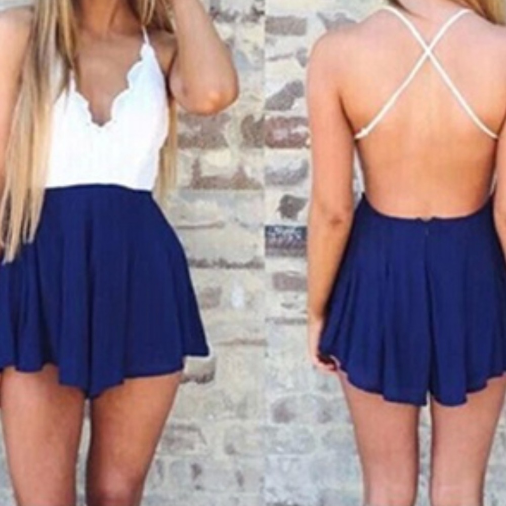 V Neck Criss Cross Romper